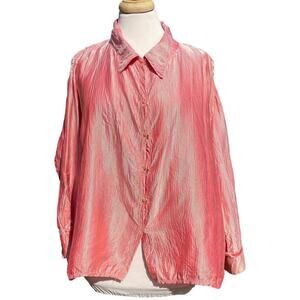 Roberto Cavalli Pink Silk Button-Front Blouse